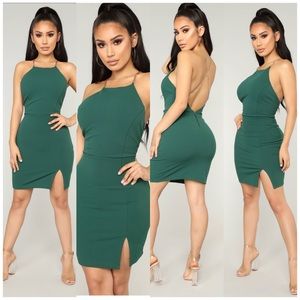 Fashion Nova On the Way Out Dress - Hunter Green